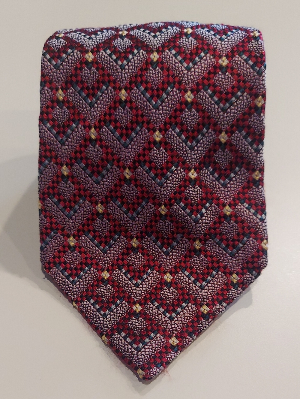 Vintage Adams Row Men's Woven Pattern Silk Tie